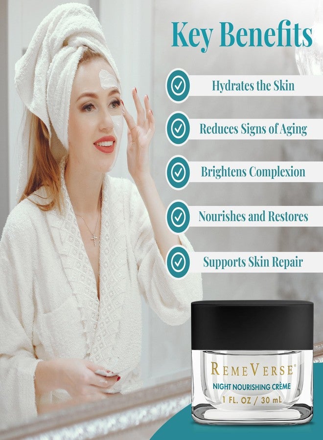 RemeVerse Night Nourishing Crème - Skin-Renewing Face Moisturizer for Women & Men, Hydrating Formula with Hyaluronic Acid, Peptides, Collagen & Glycerin for All Skin Types - Nourishing Facial Cream - Image 3